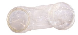 Rolled out female condom